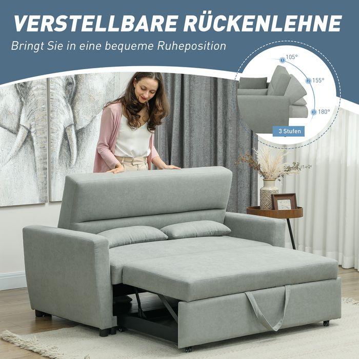 Immagine prodotto Swisshandel24 Schlafsofa, 2-Sitzer Sofa mit Schlaffunktion, Verstellbare Rückenlehne, Hellgrau (2 posti)