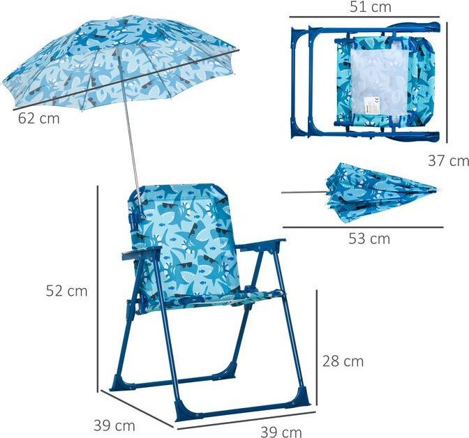 Produktbild Swisshandel24 Kinder-Campingstuhl mit Sonnenschirm Kinder-Strandstuhl Klappstuhl für 1-3 Jahre leichte Gewicht Met