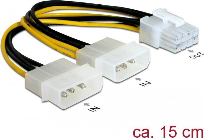 Actual product image Delock Dual PCI-E Adapter (15 cm, 4 pin Molex, 8 pin PCI-Express)