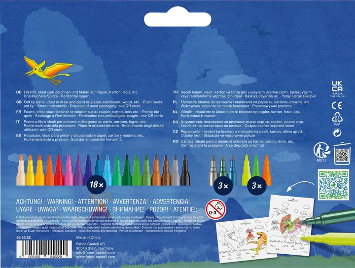 Produktbild Faber-Castell Faserschreiberetui 18+6 Dino sortiert (24x)