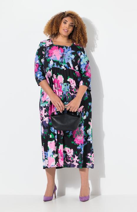 Produktbild Ulla Popken Jerseykleid, A-Linie, Carree-Ausschnitt, 3/4-Arm, Taschen (62)