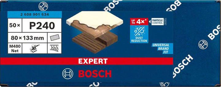 Produktbild Bosch Professional Zubehör EXPERT M480 Schleifnetz, 80 x 133 mm, G 240, 50 Stück (240)