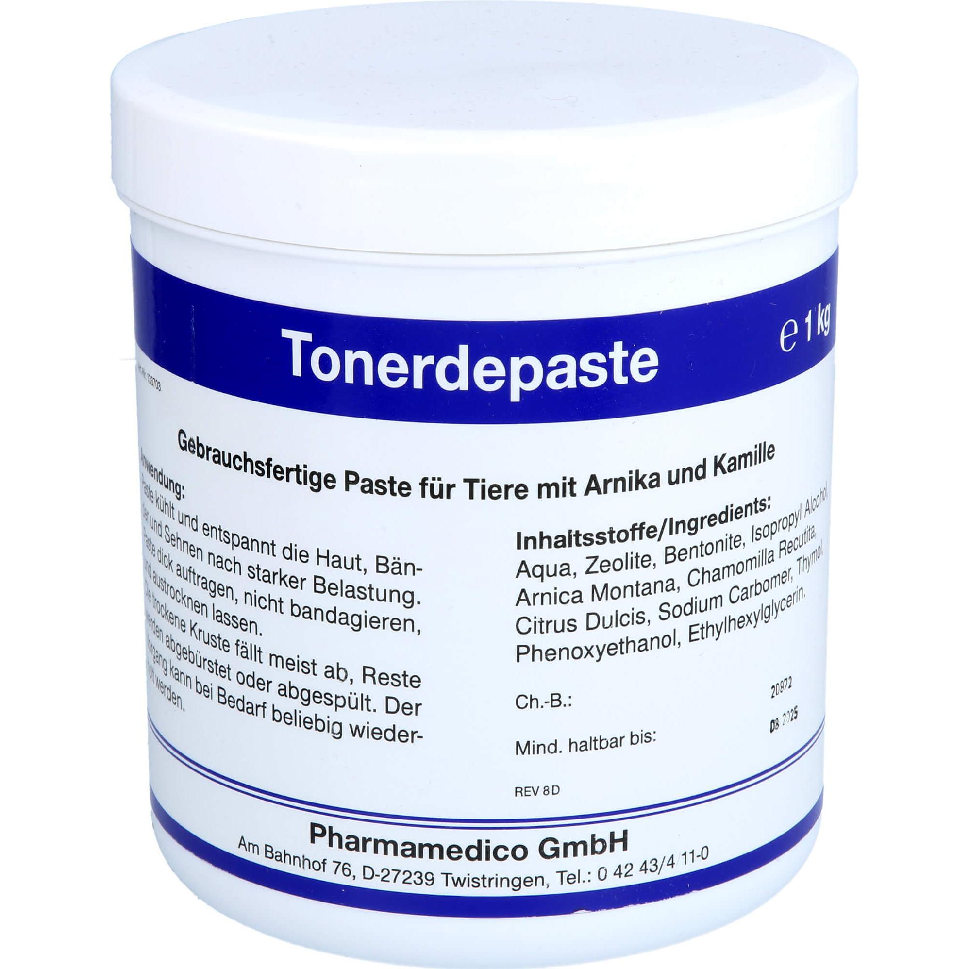 Pharmamedico Tonerdepaste mit Arnika und Kamille für Tiere, 1000 g Paste, Tierpflegemittel