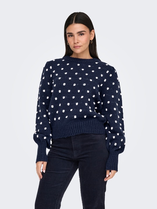 Immagine prodotto JdY Vestibilità regolare Collo alto Polsini lunghi Maniche a sbuffo Pullover Maglione in maglia (L)