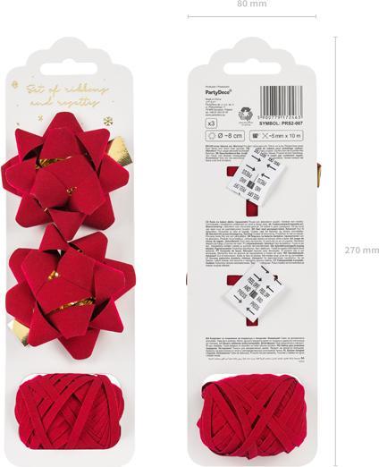 Immagine prodotto Partydeco Set di nastri e coccarde in velluto, rosso, misto (1 pkt / 3 pz.)