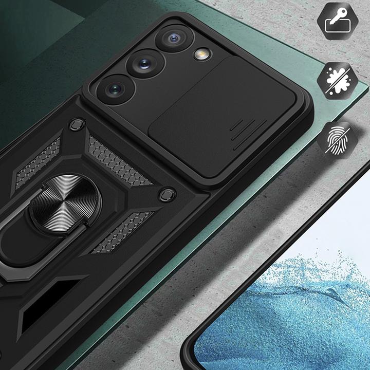 Produktbild Hurtel Hybrid Armor Camshield Hülle für Samsung Galaxy S23+ gepanzerte Hülle mit Kameraabdeckung rot (Samsung Galaxy S23+)