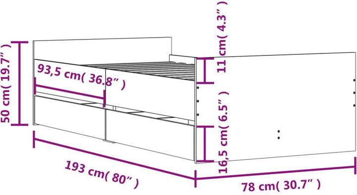 Image du produit vidaXL Bettgestell (75 x 190 cm)