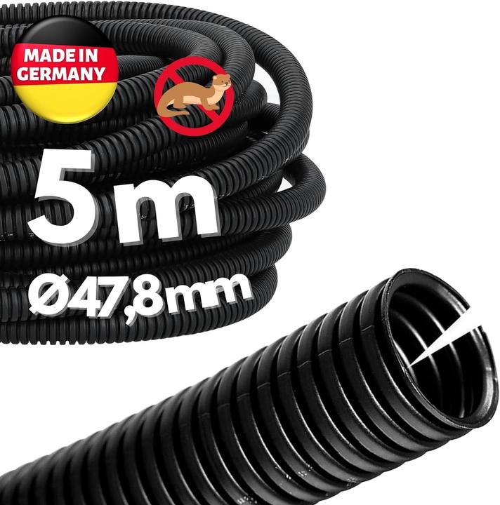 Kalitec 5 Meter Wellrohr geschlitzt NW 50 I Wellschlauch offen I Marderschutzrohr I Leerrohr I Kabel (500 cm)