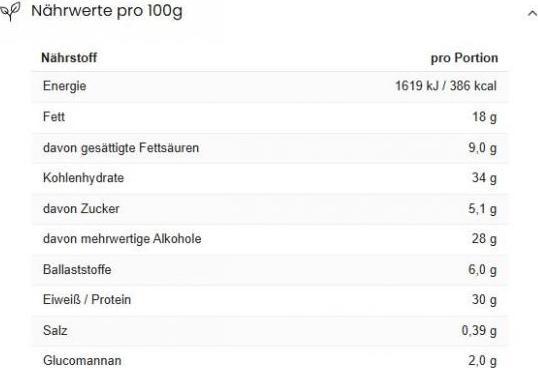 Nutritional values and ingredients more Protein Satisbites (50 g, 1 pcs.)