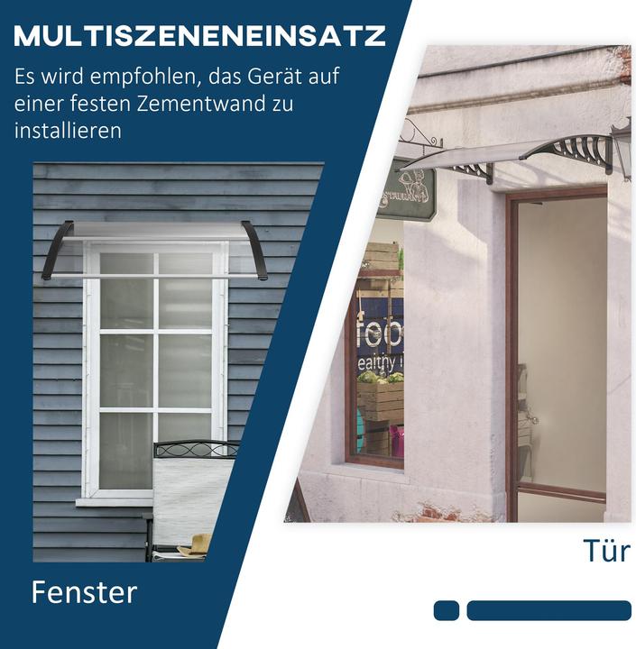 Actual product image Outsunny Pultvordach Polycarbonate, Aluminium Transparent+Schwarz