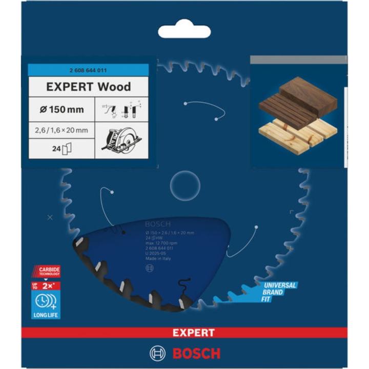 Produktbild Bosch Professional Zubehör Kreissägeblatt Expert for Wood, 150 x 20 x 2,6 mm, 24