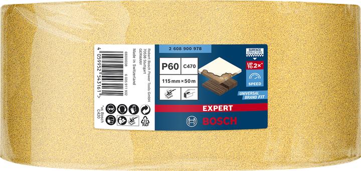 Produktbild Bosch Professional Zubehör EXPERT C470 Schleifpapierrolle zum Handschleifen, 115 mm x 50 m, G 60 (60)