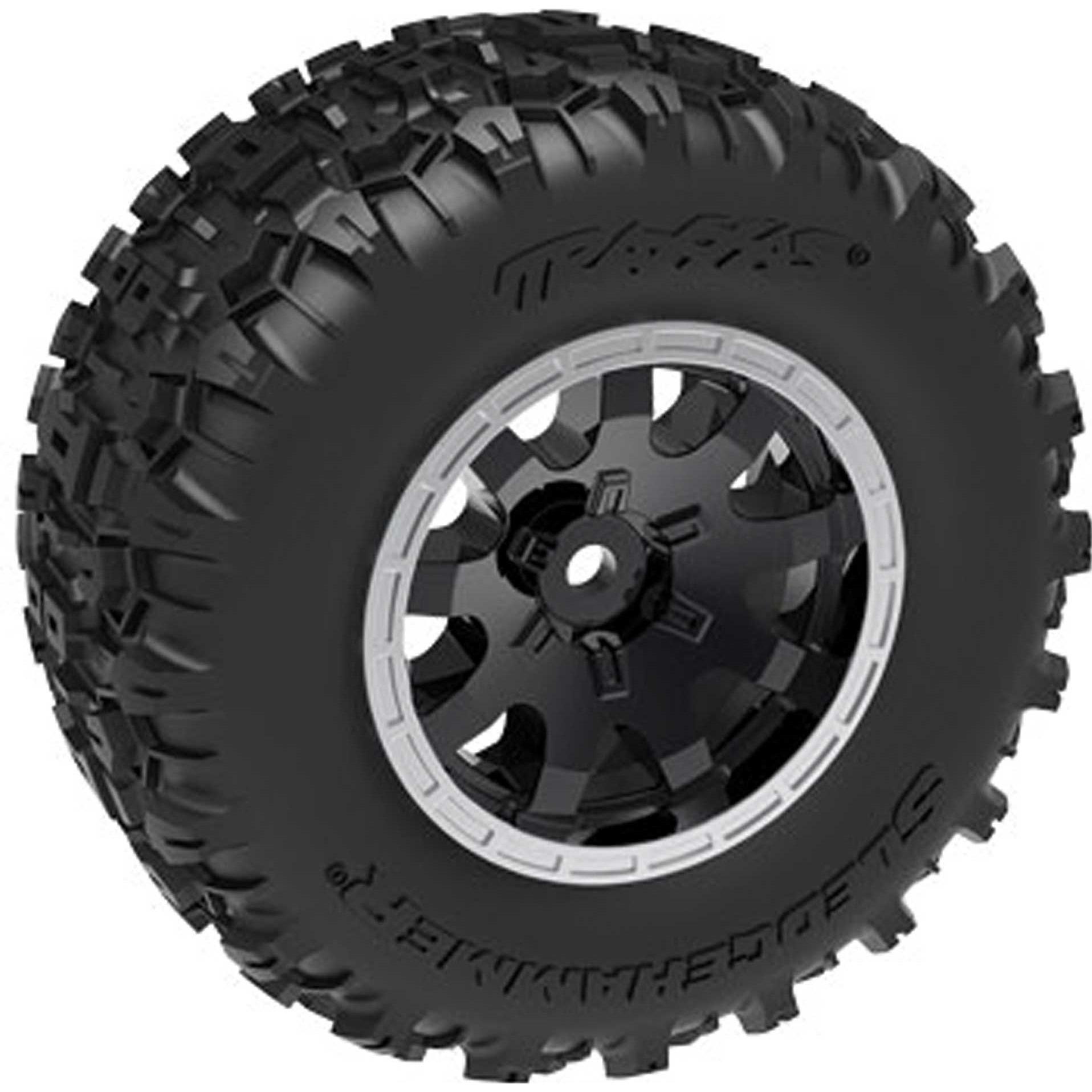 Traxxas Tires & wheels, assembled (black with satin beadlock wheels, dual profile (2.1