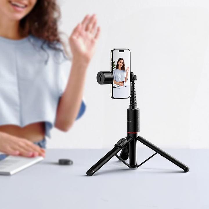 Produktbild Hoco Auto holder Selfie stick tripod with remote control + LED light K34 black