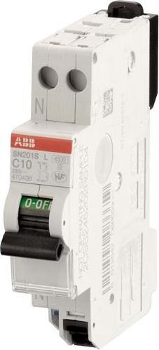 Immagine prodotto ABB SN201 MCB Interruttore automatico miniaturizzato di tipo C, polo 1P+N 10A 230V, potere di