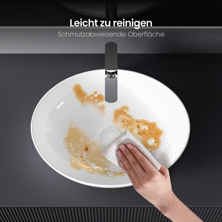 Produktbild Emke Aufsatzwaschbecken 520 x 395 x 130 mm, Oval, Keramik, Weiss glänzend (395 mm, 520 mm)