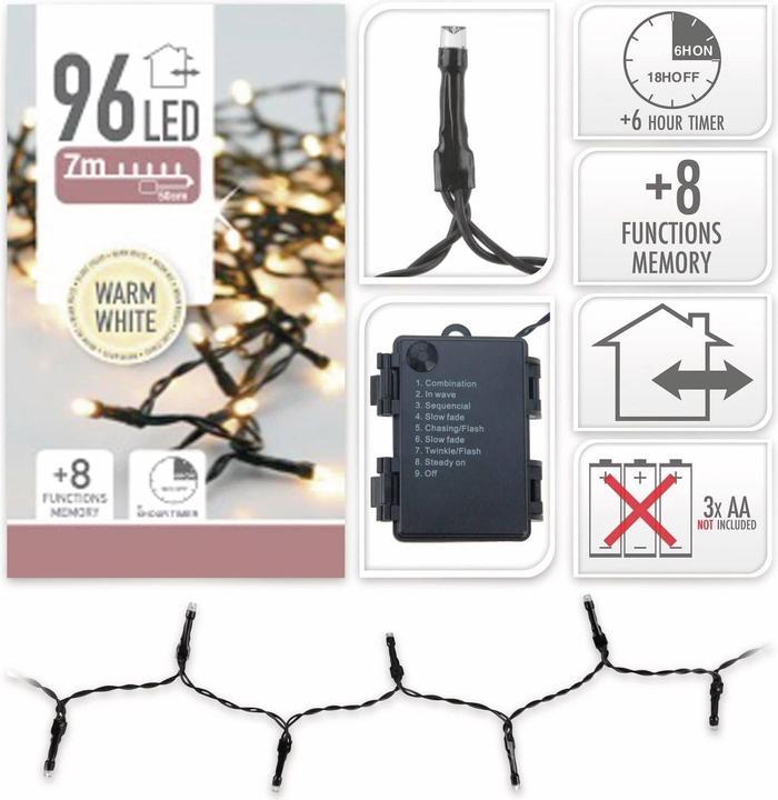 Productafbeelding FT Lichtketting 96 LED, warm wit (7.70 m)