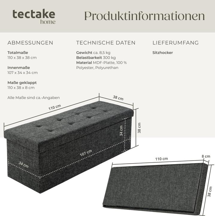 Image du produit tectake Coffre de sièges (38 cm)