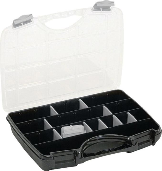 Produktbild Raaco Sortimentskasten B312xT238xH51mm max. 25 Fächer 21 lose Trennwände transparent schwarz