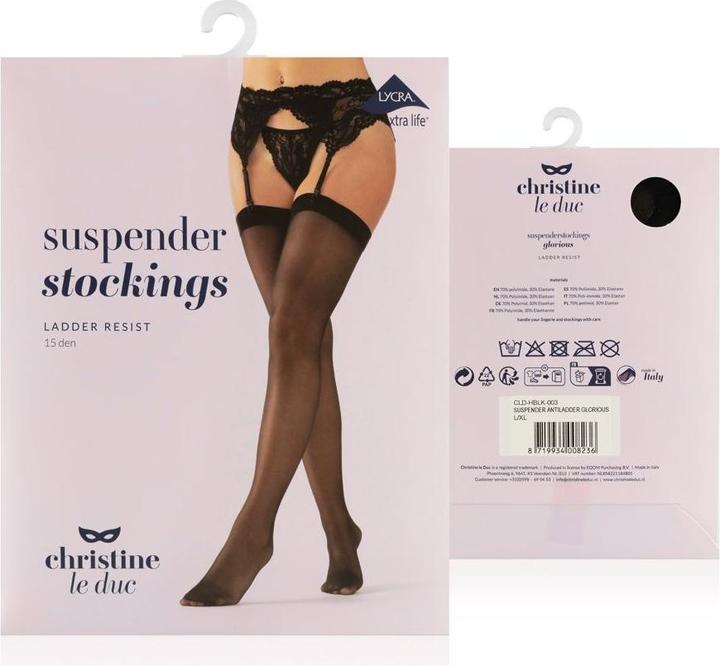 Produktbild Christine Le Duc AntiLaufmaschenStrapsstrümpfe Glorious schwarz (L, XL)