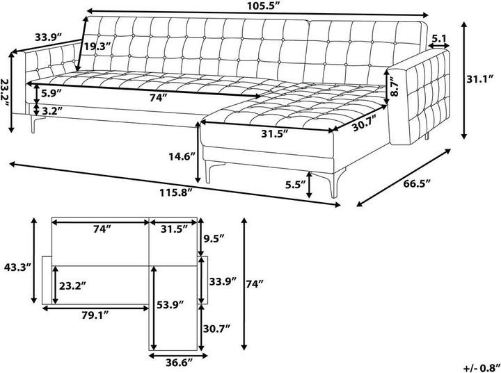 Actual product image Beliani Aberdeen (Sofa bed, Corner sofa)