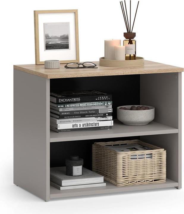 Actual product image Vicco Lowboard Wido, Greige/Sonoma, 60 x 50 cm mit 2 Fächern (60 x 50 x 40 cm)