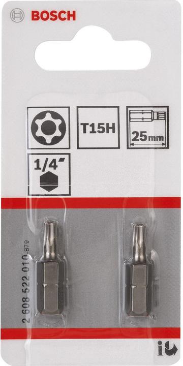 Produktbild Bosch Professional Zubehör T15H Security-Torx®-Schrauberbit Extra-Hart (Sechskant (hexagonal), Innensechsrund TX)