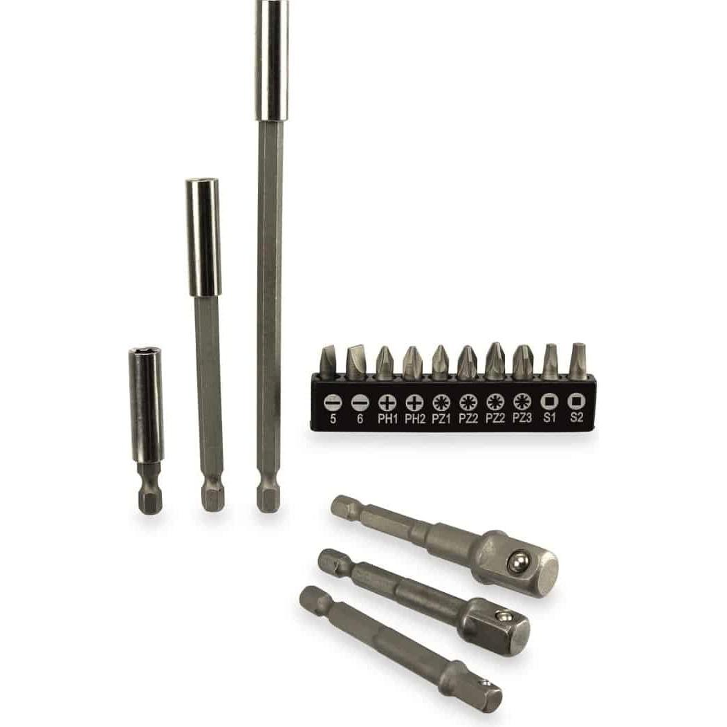 Masterproof, Bits, Steckschlüssel-Adapter-Bit Satz Verlängerungen, 6,3 mm, Sechskant, 16-tlg. (6,3 mm)