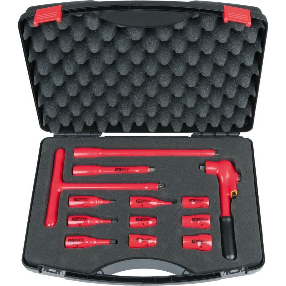 KS Tools, Steckschlüssel + Stecknuss, 3/8 Zoll Steckschlüssel-Satz mit isolierten Werkzeugen, 13-tlg