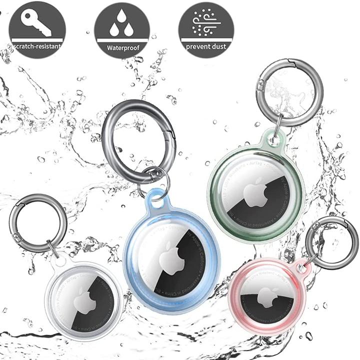 Produktbild Hurtel Wasserdichte Hülle für Apple AirTag - transparent, grün, blau, pink - 4 Stück