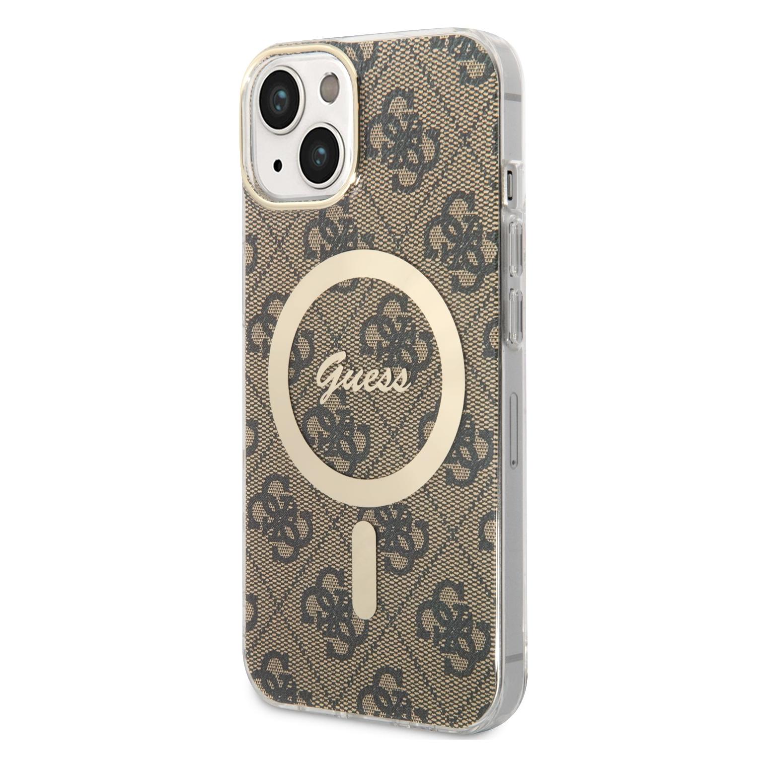 Guess 4G Iml MagSafe Hoesje Voor IPhone 13 Bruin (Apple IPhone 13), Smartphonehoes, Bruin