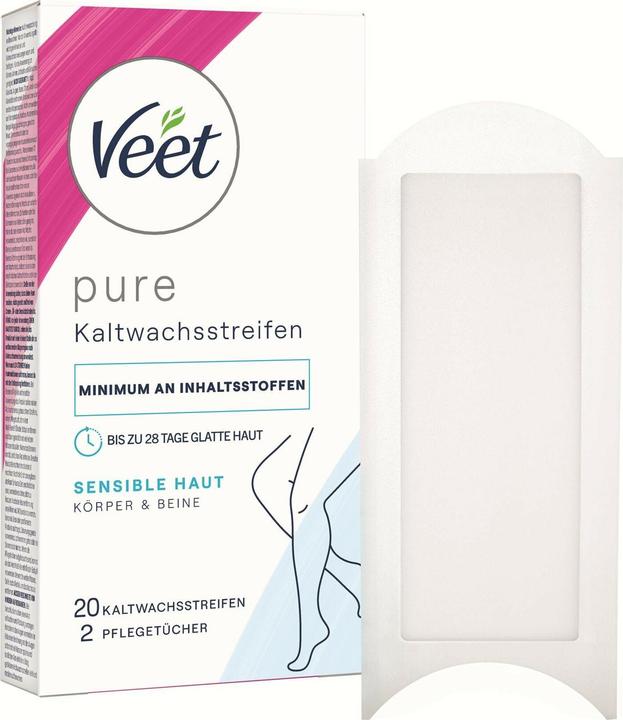 Produktbild Veet Kaltwachsstreifen sensible Haut Pure für Beine & Körper (20x, 63 g)