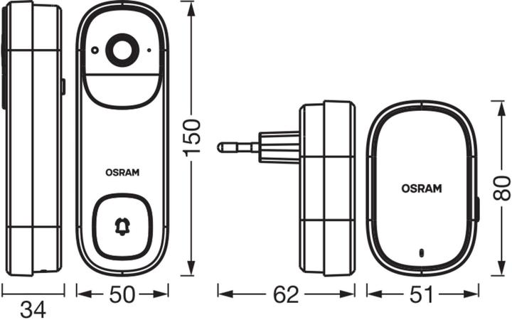 Produktbild Osram Smart+ Wifi Outdoor Camera Doorbell White (2304 x 1296 Pixels)