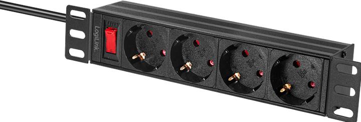 Produktbild LogiLink 10" Steckdosenleiste 4-fach, mit Schalter (4 x, CEE 7/3, 2 m)