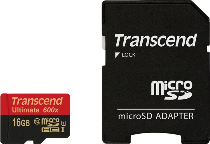 Produktbild Transcend microSDHC Ultimate 600x mit Adapter (16 GB, microSDHC, U1, UHS-I)