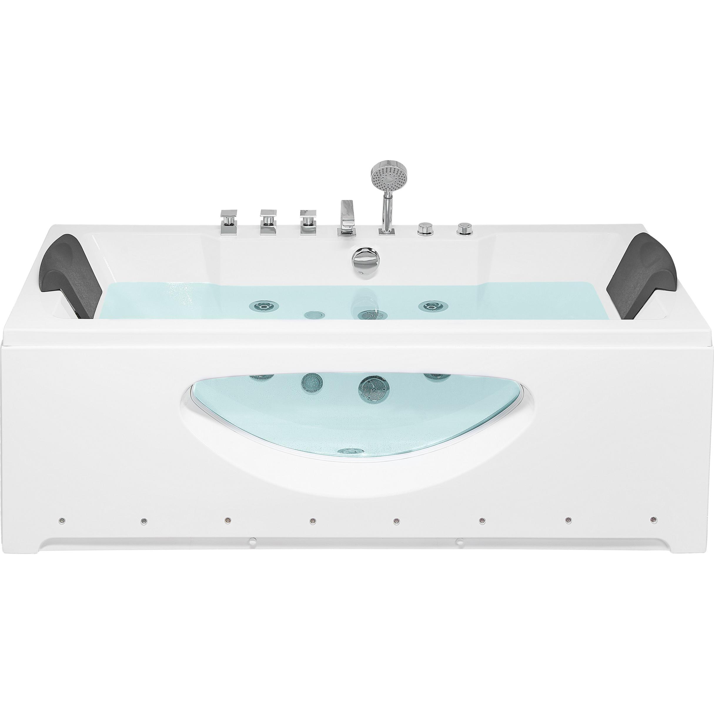 Beliani, Badewanne, Whirlpool Badewanne weiss rechteckig mit LED 170 x 80 cm HAWES (197 l, 80 cm)