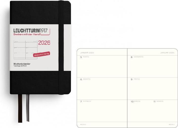 Image du produit Leuchtturm1917 Leuchtturm 1w/2s Mini Hc Schwarz (A7, 1 semaine / 2 pages)