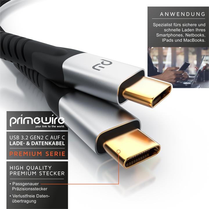 Image du produit Primewire USB C – USB C (1 m, USB 3.2 Gen 2, 100 W)