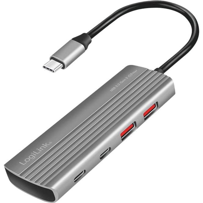 Thumbnail - LogiLink Prüfen (USB-C, 4 Ports), Dockingstation + USB Hub, Grau