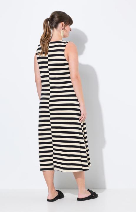 Actual product image Ulla Popken Eco Cotton Split Stripe Sleeveless A-Line Dress (50, 52)