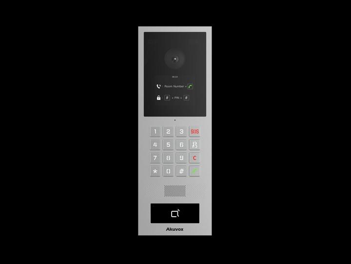 Actual product image Akuvox IP and analogue video door station with RDIF, BLE, NFC and S532 keypad (Ethernet, Bluetooth Low Energy)