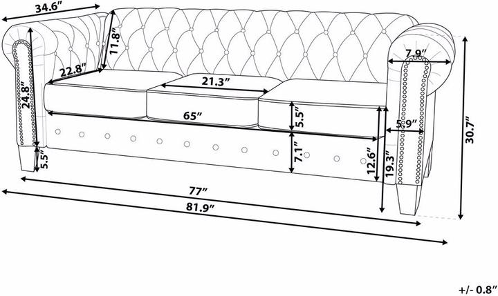 Actual product image Beliani Chesterfield (3-seater)