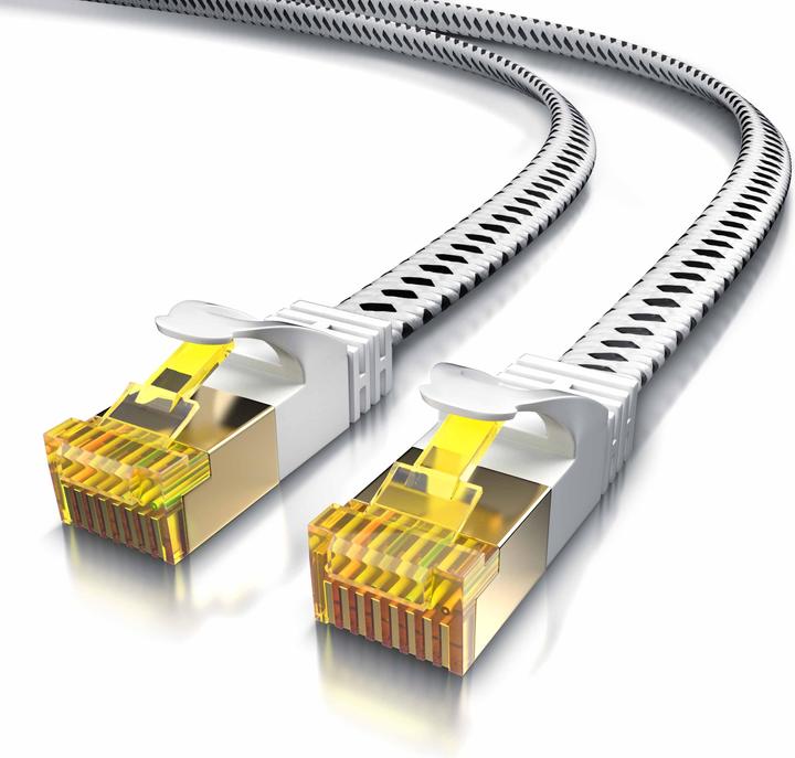 Produktbild Primewire 10x CAT 7 Netzwerkkabel Flach Baumwollmantel, LAN Patchkabel Datenkabel, Flachbandkabel Verlegekabel (U/FTP, CAT7, 1 m)