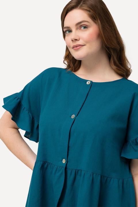 Actual product image Ulla Popken Eco Cotton Linen Blend Short Sleeve Peplum Jacket (58)