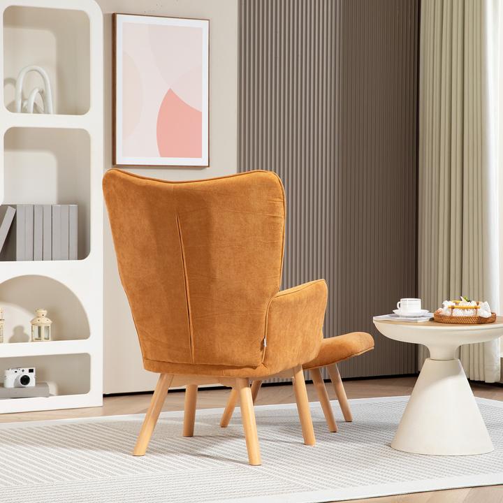 Produktbild Homcom Ohrensessel mit Hocker Kord Braun