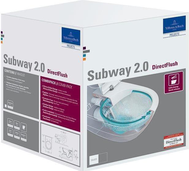 Villeroy & Boch V&B Combi-Pack SUBWAY 2.0 m WWC ti. DF u WCSitz SlimSeat we cplus