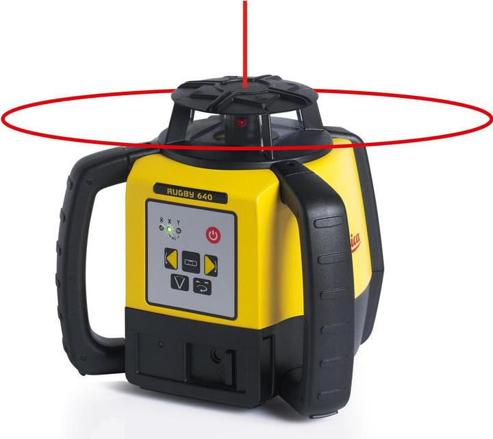 Actual product image Leica 6011481 Rugby 640 Selbstnivellierender horizontaler/vertikaler Laser + Rod Eye 120 + RC400