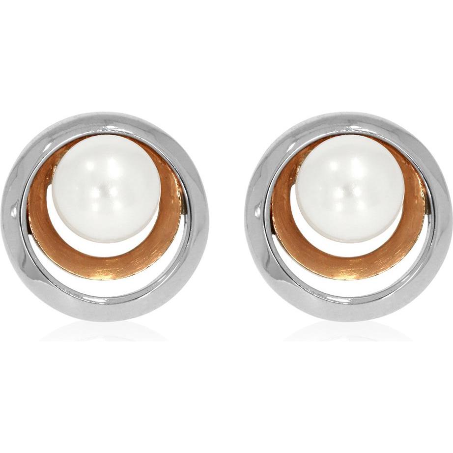 Xen, Ohrringe, Ohrstecker bicolor mit weisser Süsswasserzuchtperle, (925 Sterling Silber)
