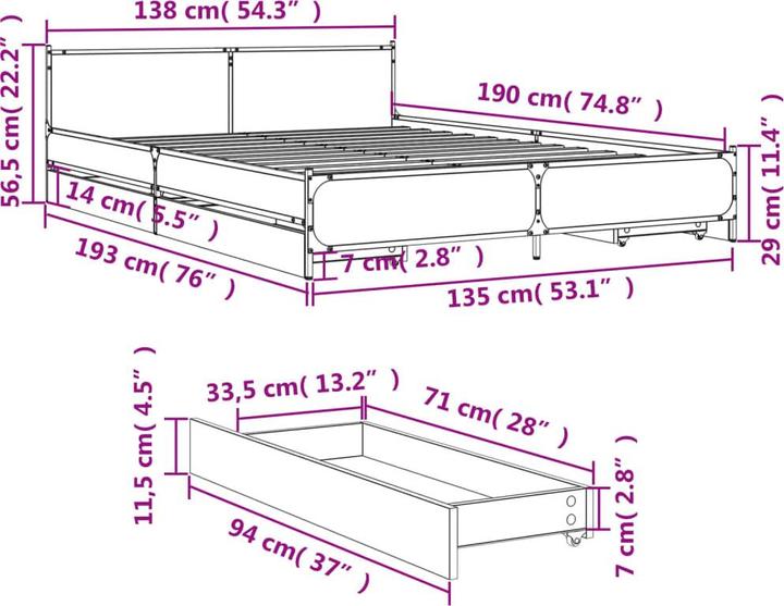 Image du produit vidaXL Bettgestell (135 x 190 cm)