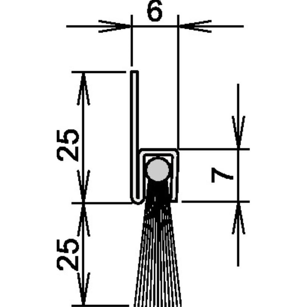 Athmer, Türdichtung, Bürstentürdichtung Länge 2000 mm Rosshaar mixed Aufschrauben